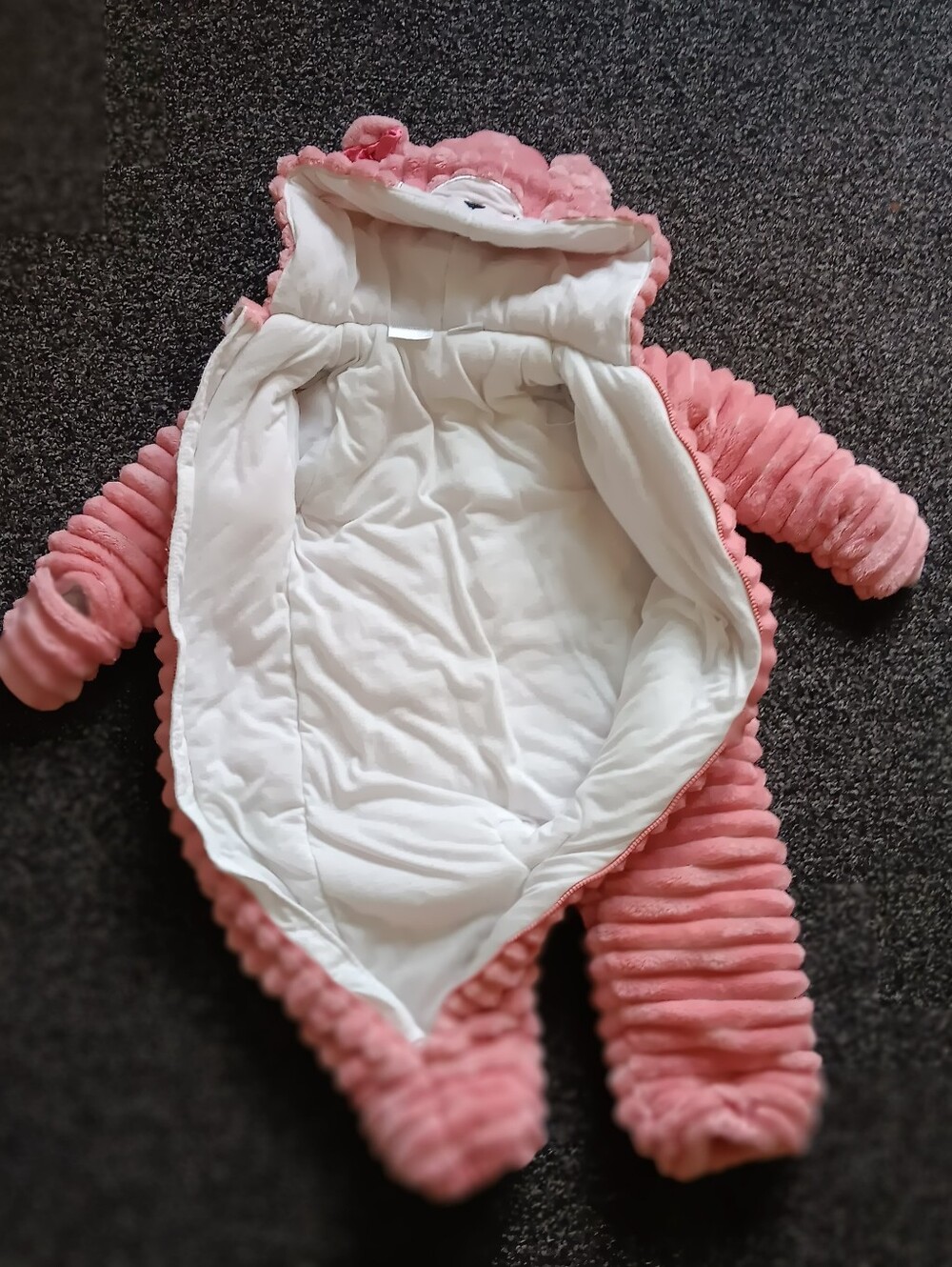Quilted Koala Baby Pink 12-18 Mo. Infant Bear Full Zip Warm Snowsuit, Footless - Picture 6 of 8